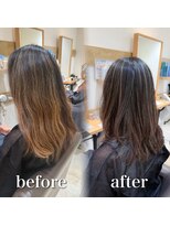 ミラバイケンジ 藤沢(Mira by KENJE)&nbsp;白髪ぼかし細めハイライト30代40代50代セミディ