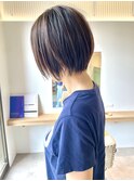 丸みショートボブ◎30代40代50代60代/白髪ぼかし/ブラウン