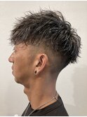 【メンズカット】ツイストスパイラルパーマ＆シルバーメッシュ