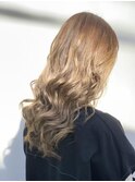 エッジカール×グラデーションオリーブベージュ