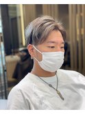 センターパート 6:4分け 七三分け グレージュカラー