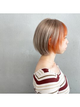 タグ(#tag) #ショート×インナーオレンジカラー