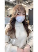 明るめベージュ　韓国顔まわりヘア