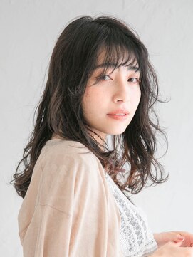 アース 三軒茶屋店(HAIR&MAKE EARTH) 三軒茶屋_レディース_セミロング_黒髪_ブラック_コテ巻き_パーマ