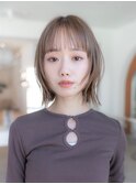 大人かわいい/レイヤーボブ/韓国風くびれヘア/グレージュ