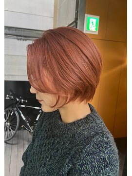 シェリ ヘアデザイン(CHERIE hair design) 前下がりショートスタイル×オレンジベージュ［福岡/天神/大名］