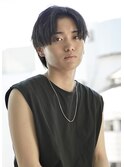 韓国マッシュ ブルーブラック 波打ちパーマ
