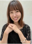 外はねミディアム大人かわいいナチュラルブラウンこなれミディ