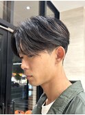 毛流れセンターパートニュアンスパーマカルマヘアメンズパーマ