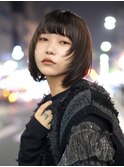 ミディアムヘア/暗めカラー/グランマッシュ/茨木