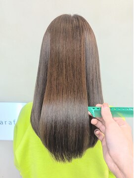 美髪矯正　髪質改善カラー　艶髪　ヘーゼルブラウン　透明感