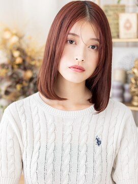 カバーヘア ブリス 大宮西口(COVER HAIR bliss) シンメトリーローズブラウン切りっぱなしボブディh4大宮20代30代