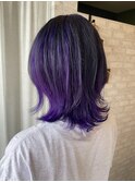 ウルフカットでグレープカラー