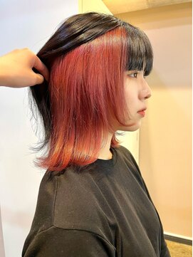 リラス 博多(rilas) ピンクインナー　インナーカラー　ブリーチ　ダブルカラー