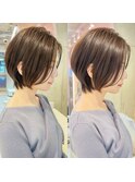 大人可愛い20代30代40代黒髪前下がりショートボブ丸みショート◎
