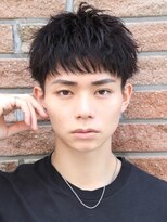 アーリー(Ali'i) ソフトツイストパーマ黒髪短髪スパイキーショートブルーブラック