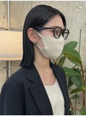 栄くびれ巻き透明感小顔ミディアムヘア　ブルーブラック