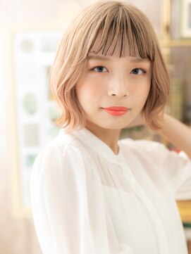 カバーヘア ブリス 上尾西口店(COVER HAIR bliss) ハイトーンカラーフレンチカジュアル小顔ボブA4上尾10代20代30代