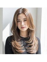 ラディシュ さがみ野(RADISH) 透明感ミルクティーグレージュ小顔レイヤーセミロング