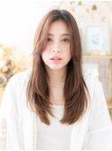 センターパート/レイヤーカット/艶髪/ウォームベージュ/透明感g