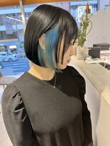 ファイブバイジエクト 堀江(FIVE by The Ect)&nbsp;インナーカラー　ブルーカラー　ボブ