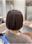ボブスタイル　ハイライト×ピンクパープルブラウン