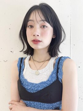 ビーチ(BEACH) レイヤーカット/韓国ヘア/クラゲヘアー/小顔/オリーブグレー黒髪