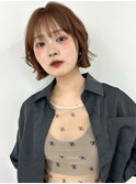 ショートボブ ピンクブラウン 外ハネボブ 韓国レイヤー 髪質改善