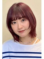 顔まわりレイヤー/くびれヘア/アプリコットオレンジ夏/20代/30代