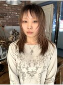 レイヤーロングシースルーバングハッシュカット
