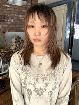 ボコカ(bococa) レイヤーロングシースルーバングハッシュカット