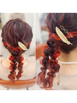 ツイン編みおろし