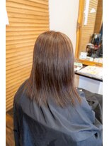 ヘアーメイク ダンス(hair make DANCE)&nbsp;白髪ぼかしハイライト×大人セミロング 透明感ブラウン