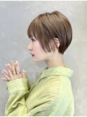 大人ショート 前髪あり丸みひし形丸顔面長絶壁四角顔  K1228
