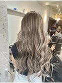 前髪ハイライトカラー似合わせカットウェーブミディアム