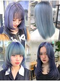ブルーカラー、ネイビー、アイスブルーバイオレット ブリーチ