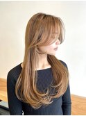 小顔黒髪レイヤーカット×アッシュカラー20代30代40代