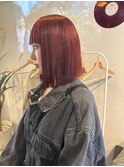 【ulu hana】ぱっつん前髪 カシスピンク