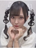 四つ編みハートツイン