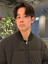 メンズサロン ブロック(Men's Salon bloc) センターパート　アップバング　波巻きスパイラルパーマ　爽やか