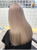 韓国ヘア顔周りレイヤー暗めミルクティーベージュグレージュ