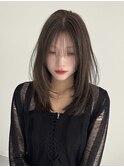 ミディアムレイヤーブリーチなしダブルカラーオリーブベージュ