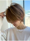 30代40代50代ショート似合わせ白髪ぼかし前髪あり髪型