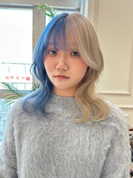 ニューヨーク ニューヨーク 河原町オーパ店(NYNY) ＊デザインカラーハイトーンツートンカラー水色