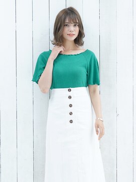 アビエクレール 河内花園(abije claire) 波ウェーブ×切りっぱなしボブ★20代30代50代 髪質改善