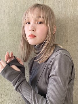 エリマ 調布(elima) ハイトーンベージュ 前髪あり ケアブリーチ ダブルカラー