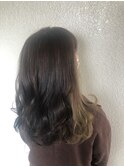 サイド インナーカラー グラデーション ミディアム ヘアスタイル