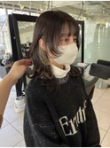△ブリーチありインナーカラーベージュウルフカットロブヘア