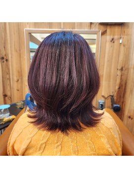 エルムトウキョウ(ELM Tokyo) カシス系カラーの白髪ぼかし☆