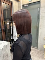 ソルトウォーター(SALT WATER) レッドカラー 切りっぱなしボブ ワインレッド